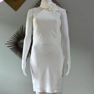 Zara White Halter Rosette Dress Sz L